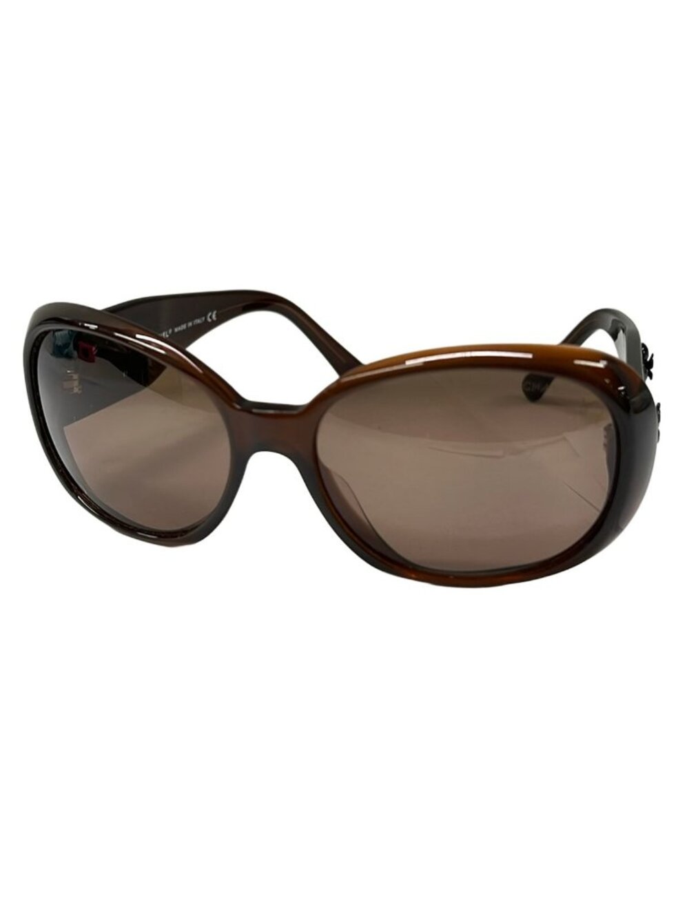 Chanel Sunglasses Clear Brown Dark Black Camellia CC Logo Eyewear